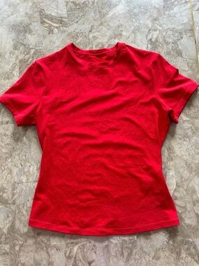 Red Cotton Crewneck Tee